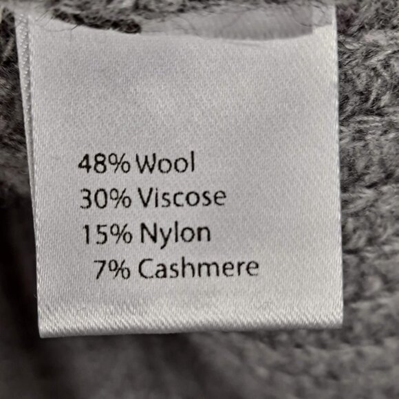 Bartolini Size Small Gray Cowl Neck Sweater Fuschia Trim Wool/Cashmere Blend EUC - Picture 8 of 10